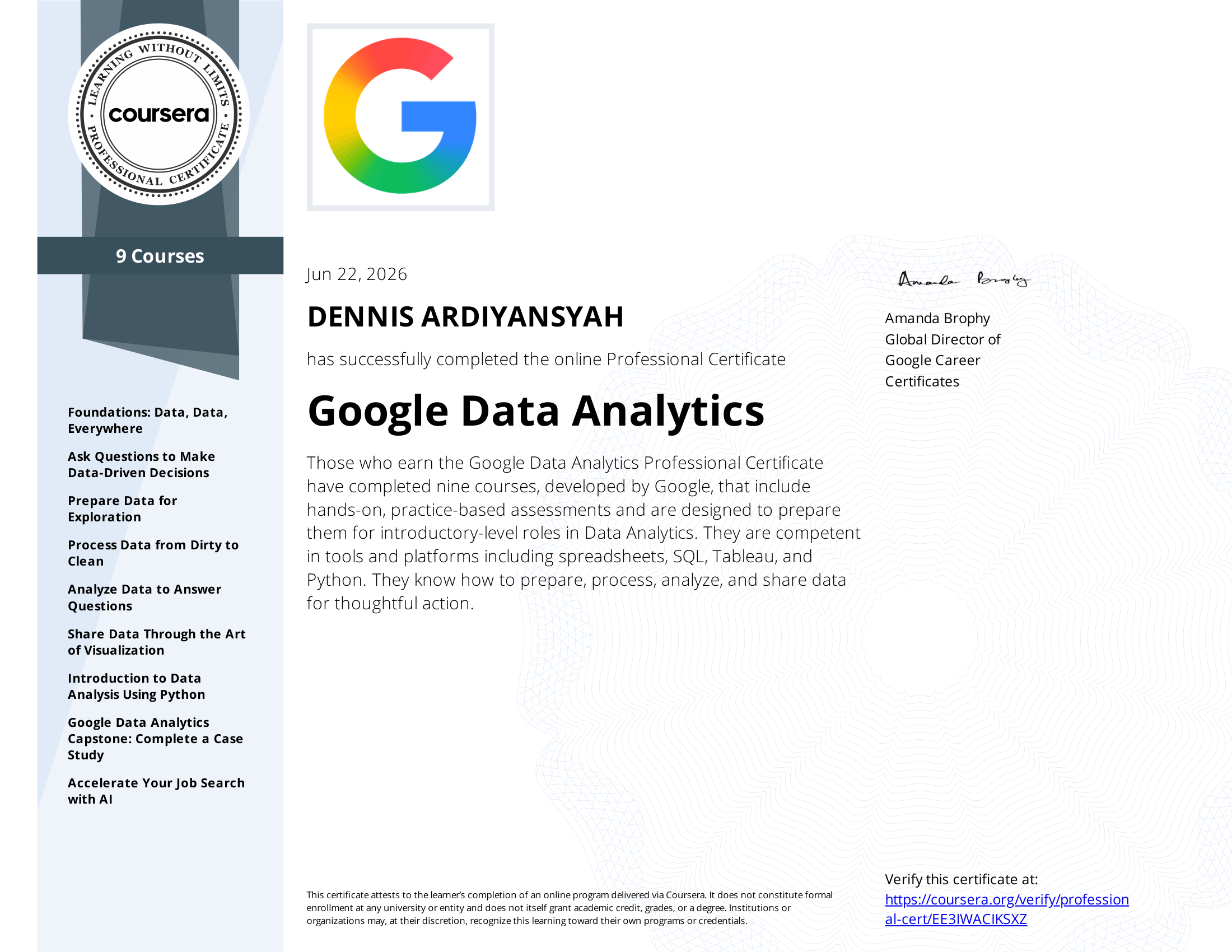 Google Data Analytics Professional Certificate